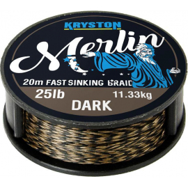 Kryston pletené šnúrky - Merlin fast sinking braid čierny 15lb 20m