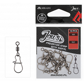 Mikado karabína s obratlíkom jaws predator 093 / s bal.10ks