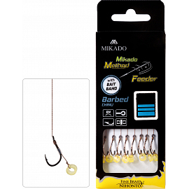 Mikado nadväzec mf s gumičkou háčik s protihrotom číslo 14 / pletená šnúra 0.10mm/10cm 8 ks
