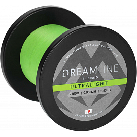 Mikado pletená šnúra dreamline ultralight 0.047mm/3.87kg/2100m fluo zelená 1 cievka