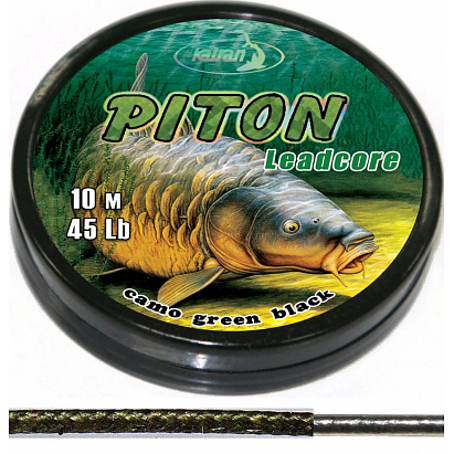 Katran Šňůra S Olověným Jádrem Lead Core PITON Camo Green Black 45 lb 10 m