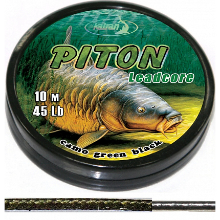 Katran Šňůra S Olověným Jádrem Lead Core PITON Camo Green Black 45 lb 10 m