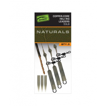 Fox Montáž Edges Naturals Copper Core Heli Rig Leaders 3 ks