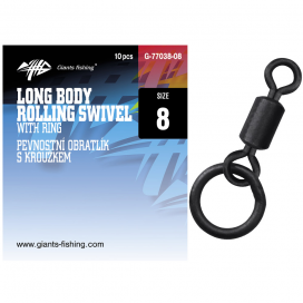 Giants fishing Pevnostný obratlík s krúžkom Long Body Rolling Swivel with Ring 10ks|veľ.08