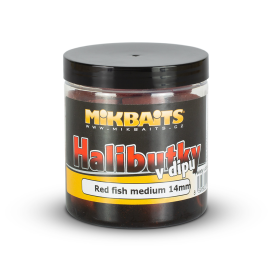 Mikbaits Halibutky v dipe 250ml - Red fish Halibut 14mm