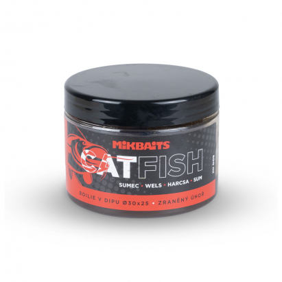 Catfish Boilie v dipu 500ml 30x25mm Zraněný úhoř Catfish Boilie v dipu 500ml 30x25mm Zraněný úhoř