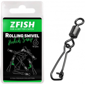 Zfish Obratlík S Karabínkou Rolling Swivel a Hooked Snap 10 ks