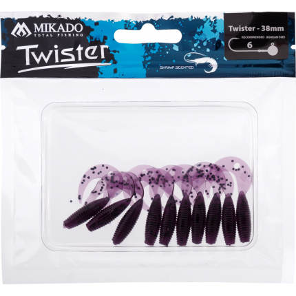 Mikado nástraha twister 38mm/ grape 10 ks