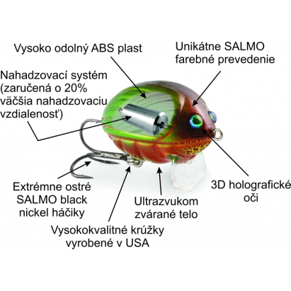 SALMO vobler Lil´Bug BG2 - 3cm farba GBG