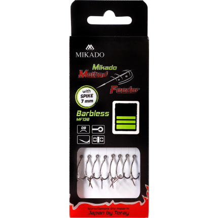 Mikado nadväzec method feeder veľ. 4 háčik bez protihrotu s ihlou / vlasec: 0.28mm/10cm 8 ks