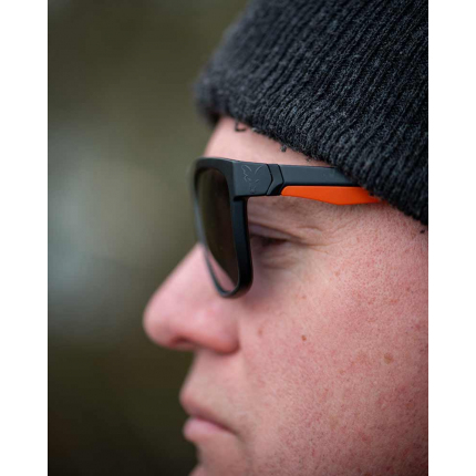 Fox Collection Black Orange Shades - Grey Lens