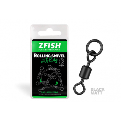 Zfish Obratlík s Krúžkom Rolling Swivel With Ring Black Matt Veľ. 8 Nosnosť 26 kg Zfish Obratlík s Krúžkom Rolling Swivel With Ring Black Matt Veľ. 8 Nosnosť 26 kg
