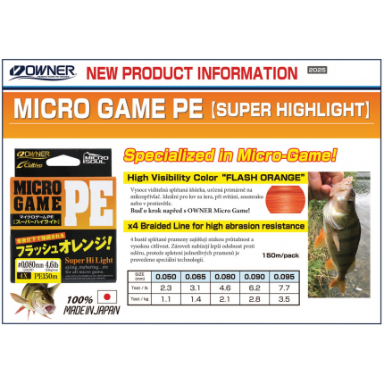 OWNER šňůra MICRO GAME PE 4X 150m/2,3lb