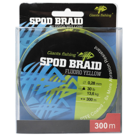 Giants fishing Splietaná šnúra Spods Braid Fluoro Yellow 300m|0,22mm/20lb(9,1kg)