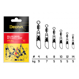 Delphin karabínka s obratlíkom Rolling swivel with safety snap10ks