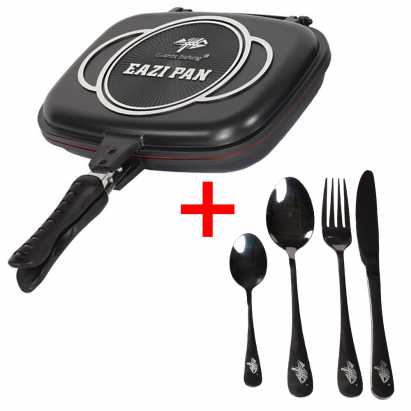 Giants fishing Akčný set Panvica na varenie Eazi Pan Large + Sada nerezových príborov
