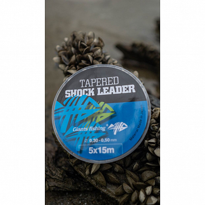 Giants fishing Ujímaný šokový vlasec Tapered Shock Leader 5 x 15 m / 0,35 - 0,65 mm