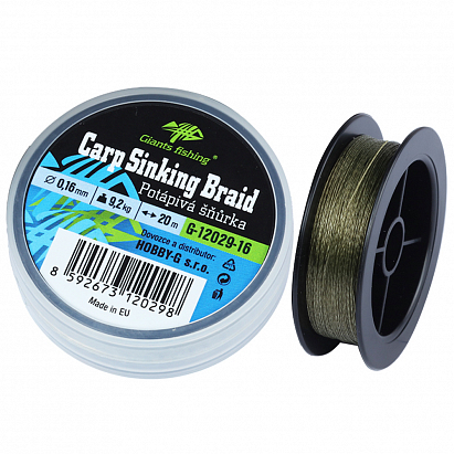 Giants fishing Potápivá splétaná šňůra Carp Sinking Braid 20m|0,18mm/10,4kg