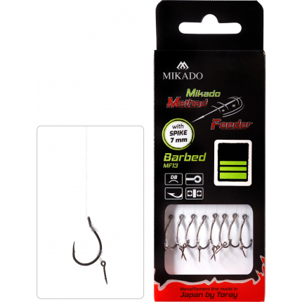Mikado nadväzec mf s ihlou háčik s protihrotom číslo 4 / vlasec 0.28mm/10cm 8 ks