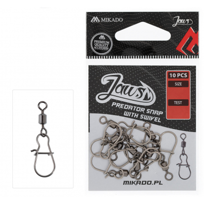 Mikado karabína s obratlíkom jaws predator 093 / xl bal.10ks