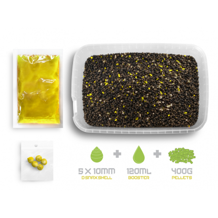 Delphin Pelety Reaxe Ready&Go Pellet Box + Booster a Nástrahy Kukuřice-Ananas 400 g