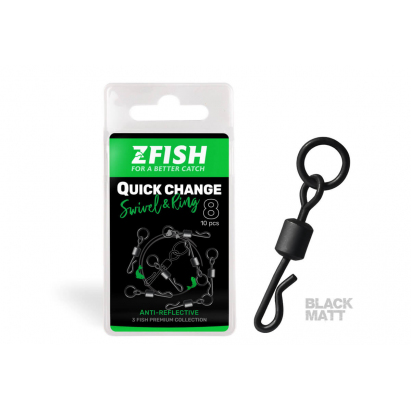 Zfish Obratlík s Krúžkom Quick Change Swivel With Ring Black Matt Veľ 8 Zfish Obratlík s Krúžkom Quick Change Swivel With Ring Black Matt Veľ 8