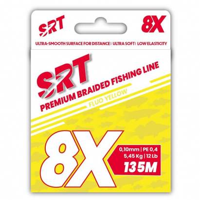 Sert splietaná šnúra 8X SRT Fluo Yellow 135M|0,18mm/10,0kg Sert splietaná šnúra 8X SRT Fluo Yellow 135M|0,18mm/10,0kg