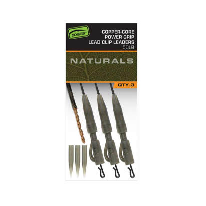 Fox Montáž Edges Naturals Copper Core Power Grip Lead Clip Leaders 3 ks Fox Montáž Edges Naturals Copper Core Power Grip Lead Clip Leaders 3 ks