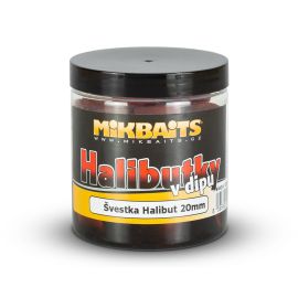 Mikbaits Halibutky v dipe 250ml - Švestka Halibut 20mm