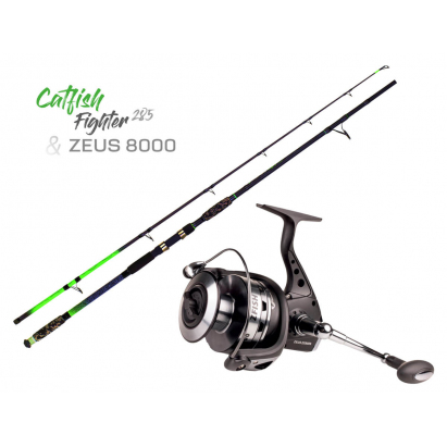 ZFISH Combo Prut Catfish Fighter 2,85m/100-300g + Naviják Zeus ZX 8000