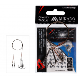 Mikado oceľové lanko bal.2ks vyzbrojené trojháčikom 40cm/10kg hnedá 2 ks