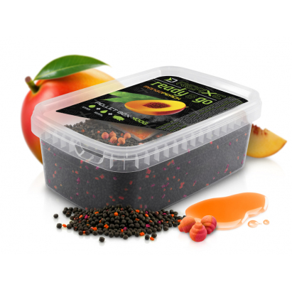 Delphin Pelety Reaxe Ready&Go Pellet Box + Booster a Nástrahy Mango-Broskev 400 g Delphin Pelety Reaxe Ready&Go Pellet Box + Booster a Nástrahy Mango-Broskev 400 g