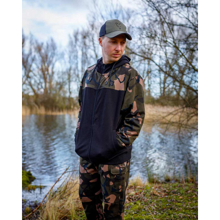 Fox Mikina LW Black Camo Split Zip Hoody