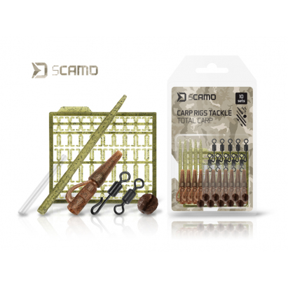 Delphin Set Kaprařských Montáží sCAMO Total CARP Závěsky a Převleky a Obratlíky a Zarážky 10 Setů