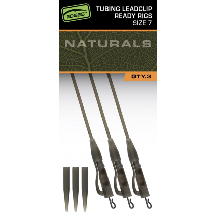 Fox Edges Tubing Lead Clip Ready Rig Naturals Tubing Leadclip Ready Rigs Size 7 3pcs
