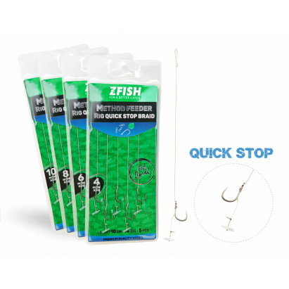 Zfish Návazec Method Feeder Rig Quick Stop Braid 10 cm 5 ks