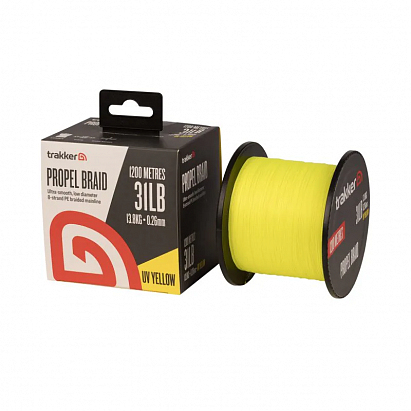 Trakker Kmenová pletená šňůra Propel Braid 31lb, 13.8kg, 0,26mm, 1200m, UV-Yellow - Průměr: 0,260mm, Nosnost: 31lb