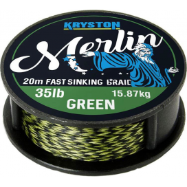 Kryston pletené šnúrky - Merlin fast sinking braid zelený 35lb 20m