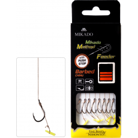 Mikado nadväzec mf s push stop háčik s protihrotom číslo 4 / pletená šnúra 0.16mm/10cm 8 ks