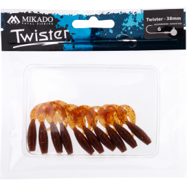 Mikado nástraha twister 38mm/ motoroil red 10 ks