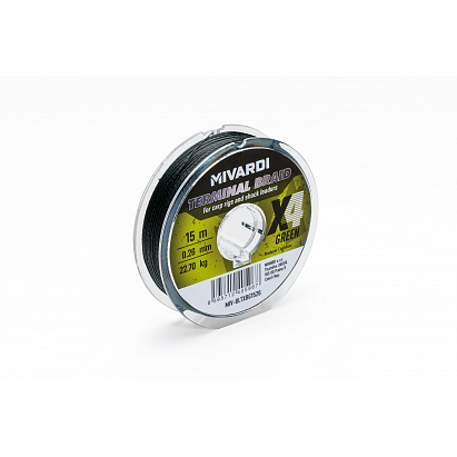 Mivardi Pletená Šňůra Terminal X4 Braid Green 15 m 0,10 mm 7,75 kg