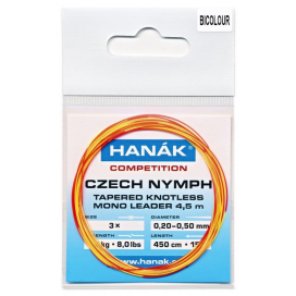 Hanák Náväzec Czech Nymph monofilný ujímaný Bicolour 4,5m 0,20mm - 0,50mm 3,6 kg