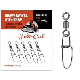 Hell-Cat Pevnostný obratlík s karabínou Heavy Swivel with Snap 5ks|veľ.4/0 (120kg)