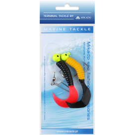 Mikado morský návazec pilk twist jighead rig 7.5cm2x6g žltý/červený/čierny 1 ks Mikado morský návazec pilk twist jighead rig 7.5cm2x6g žltý/červený/čierny 1 ks