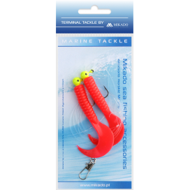 Mikado morský návazec pilk twist jighead rig 7.5cm2x3g červený 1 ks