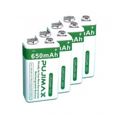 nabíjecí Lith. baterie 9V/650mAh (1000 cyklů) 4ks nabíjecí Lith. baterie 9V/650mAh (1000 cyklů) 4ks