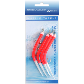 Mikado morský návazec gummi makk rig háčik 4x2/0 červený 1 ks
