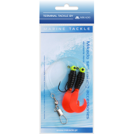 Mikado morský návazec pilk twist jighead rig 7.5cm2x6g čierny červený 1 ks