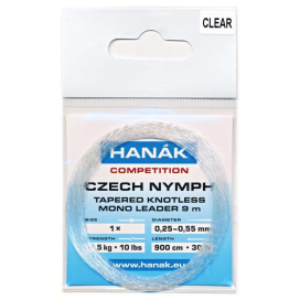 HANÁK Náväzec Competition Czech Nymph monofilné ujímání 9 m Číry 0,25 - 0,55 mm 4,5 kg