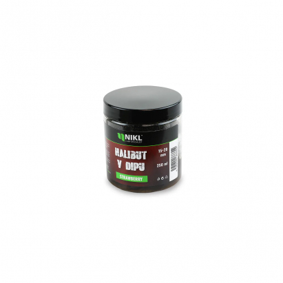 Nikl Black halibut pelety v dipu Strawberry 15+20mm, 250ml Nikl Black halibut pelety v dipu Strawberry 15+20mm, 250ml